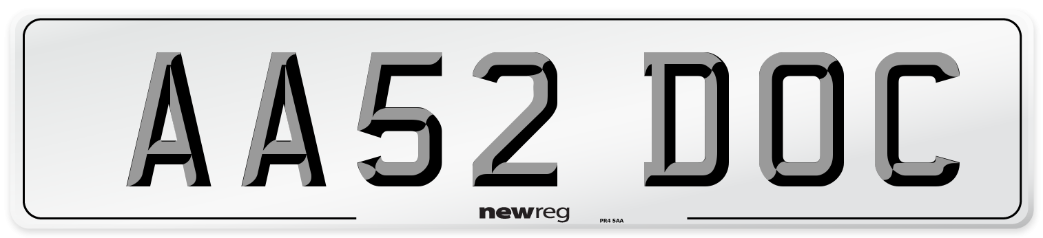 AA52 DOC Number Plate from New Reg